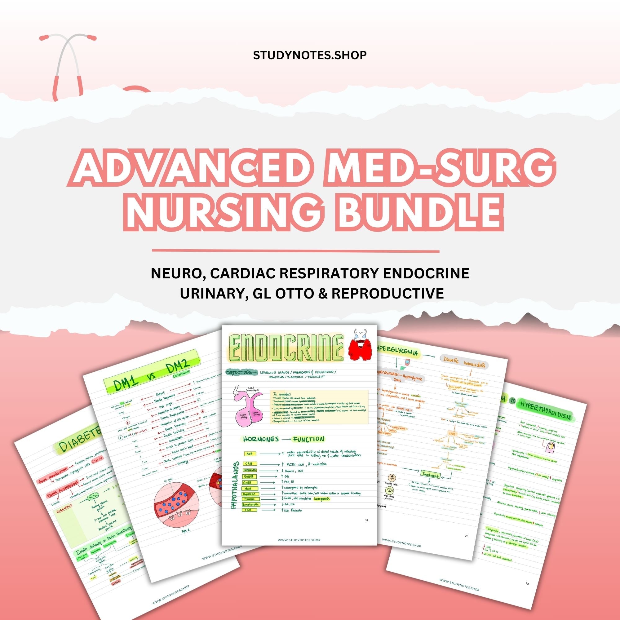 Advanced Med-Surg Nursing Bundle ™ | Medical Surgical Adult Health Notes | Pass NCLEX® | Nurse Notes | RN Cheat Sheet